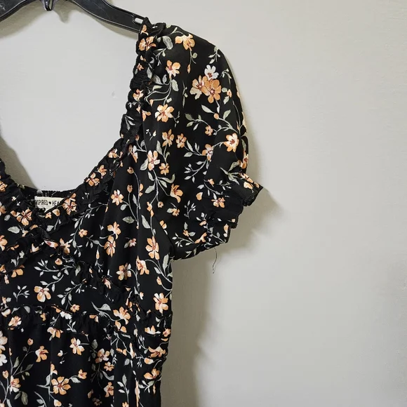 Inspired Hearts Floral Black Dress with Short Sleeves Size Xl - Picture 8 of 13